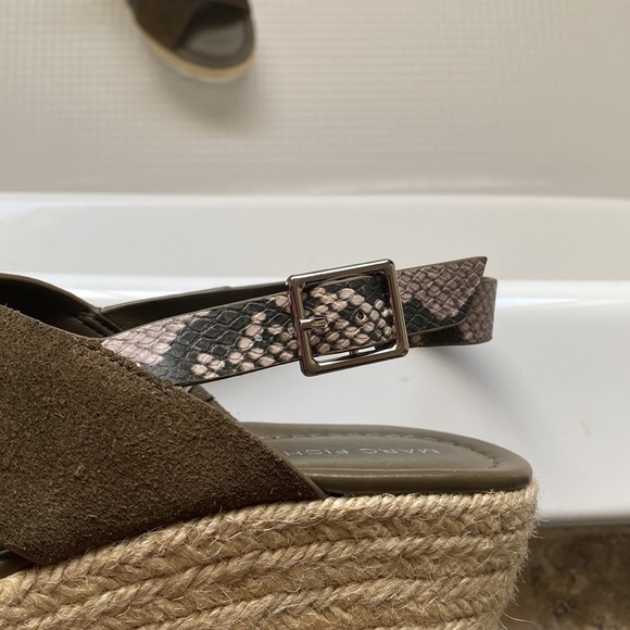 Marc Fisher Zevra Platform Espadrille Sandals Womens Green Suede Snake Print - Picture 5 of 7